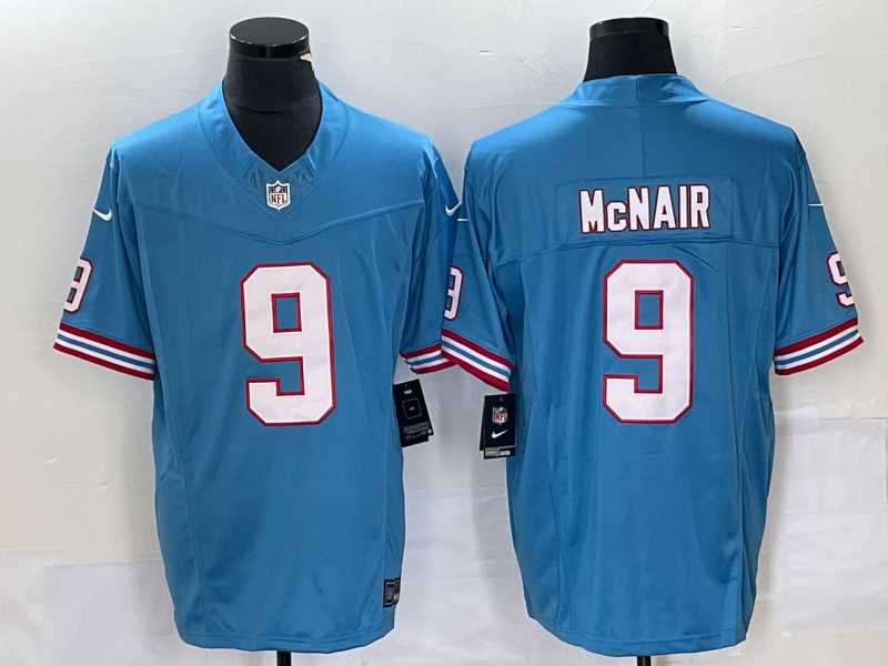 Men%27s Tennessee Titans #9 Steve McNair Blue 2023 FUSE Vapor Limited Throwback Stitched Jersey